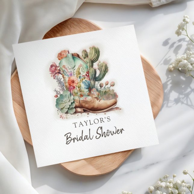 Servilleta De Papel Boots and Bubblly Western Bridal Shower (Tailored for those who adore the Western allure and  timeless tradition of "Boots and Bubbles")