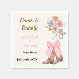 Servilleta De Papel Boots and Bubbly Bridal Shower