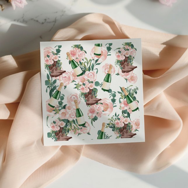 Servilleta De Papel Boots & Bubbly Floral Champagne Bridal Shower (Subido por el creador)