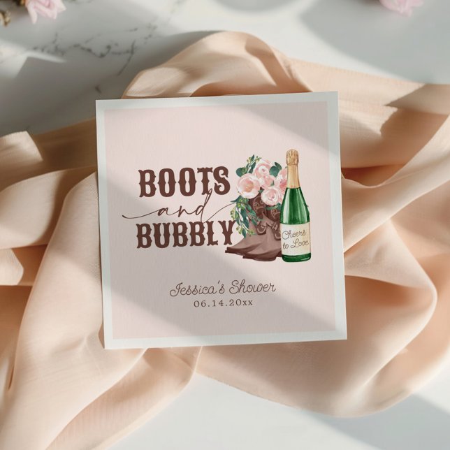 Servilleta De Papel Boots & Bubbly Floral Champagne Bridal Shower (Subido por el creador)