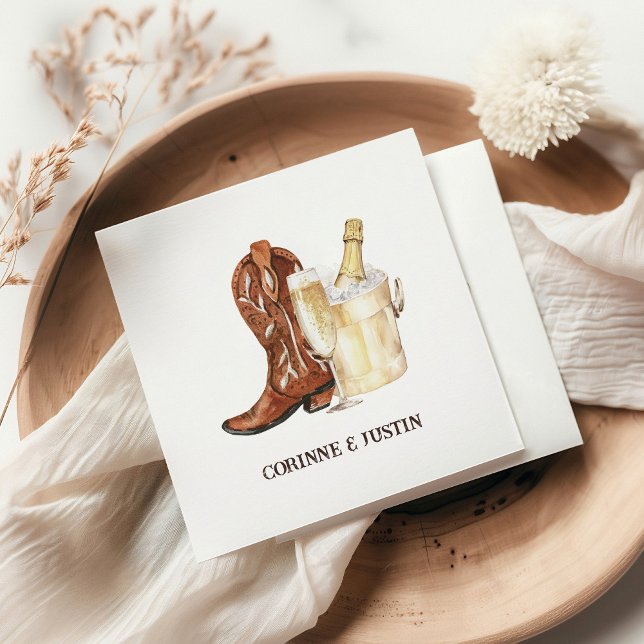 Servilleta De Papel Boots & Bubbly Rustic Bridal Shower (Subido por el creador)
