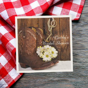 Servilleta De Papel Boots, Daisies y ducha de novias occidental de bit