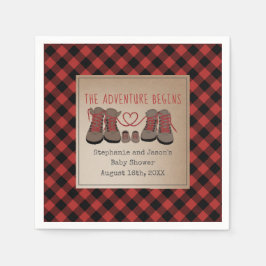 Servilleta De Papel Boots de excursión Buffalo Plaid Adventure Baby Sh