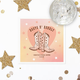 Servilleta De Papel Boots N' Bubbly Cowboy Boots Heart Bridal Shower