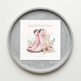 Servilleta De Papel Boots rosados y ducha de novias de champán burbuje