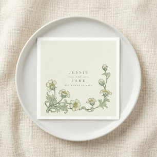 Servilleta De Papel Bordado floral vintage boda clásico art nouveau