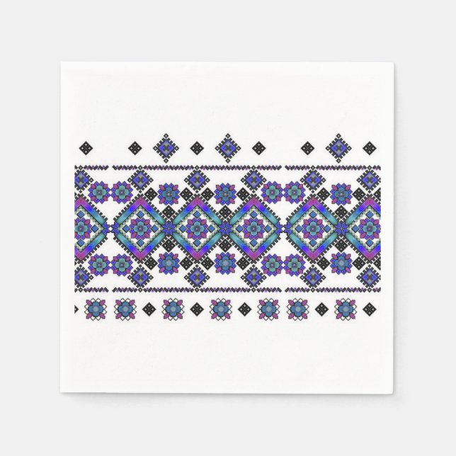 Servilleta De Papel Bordados azules (Anverso)