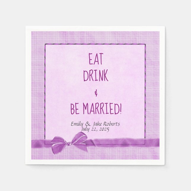 Servilleta De Papel borde de arco boda rosa con marco (Anverso)