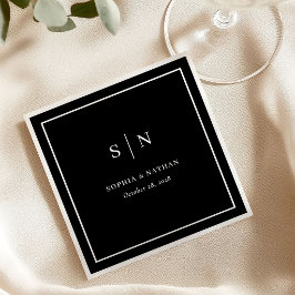 Servilleta De Papel Borde minimalista y chic | Boda de negro oscuro