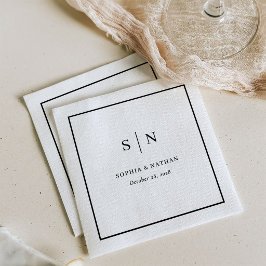 Servilleta De Papel Borde minimalista y chic | Boda en blanco y negro