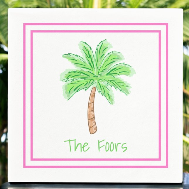 Servilleta De Papel Borde personalizado del árbol de palmas preppy (Subido por el creador)