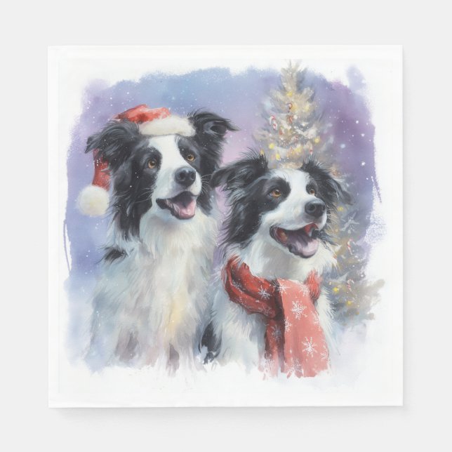 Servilleta De Papel Border Collie Christmas Paper Napkin (Anverso)