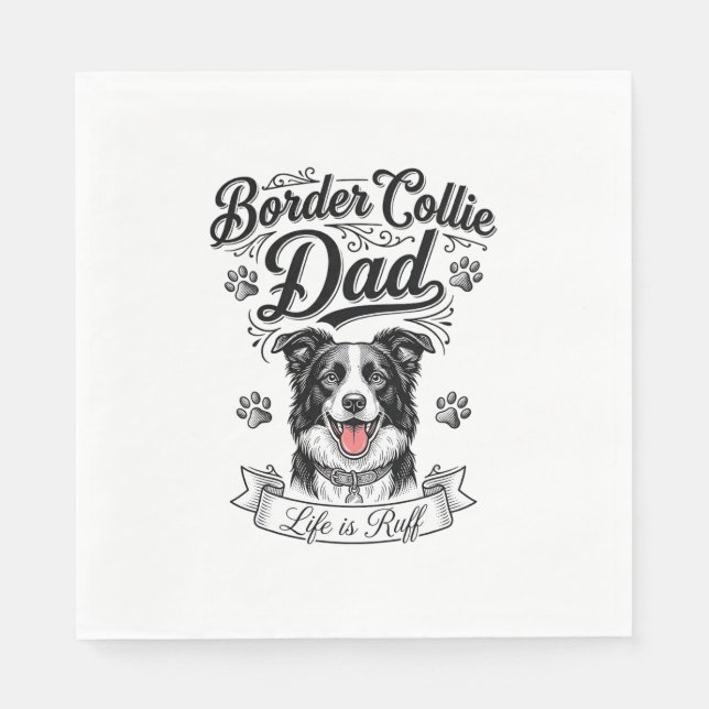 Servilleta De Papel Border Collie Dad Vintage Engraving Dog Shirt Desi (Anverso)