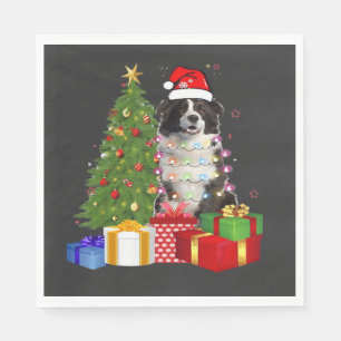 Servilleta De Papel Border Collie Divertido Árbol de Navidad Feliz Nav