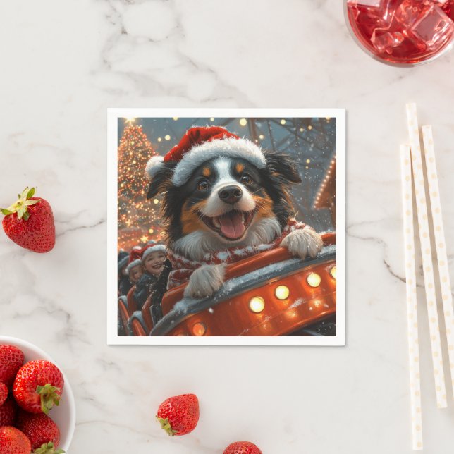 Servilleta De Papel Border Collie Perro Montaña Rusa Navidad (In situ)