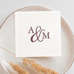 Servilleta De Papel Borgoña Ampersand Monogram Boda