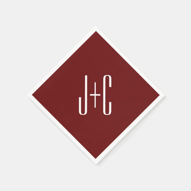 Servilleta De Papel Borgoña editable de fondo rojo y texto blanco (Borde)