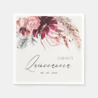 Borgoña Rubor Floral Pampas Grass Quinceanera