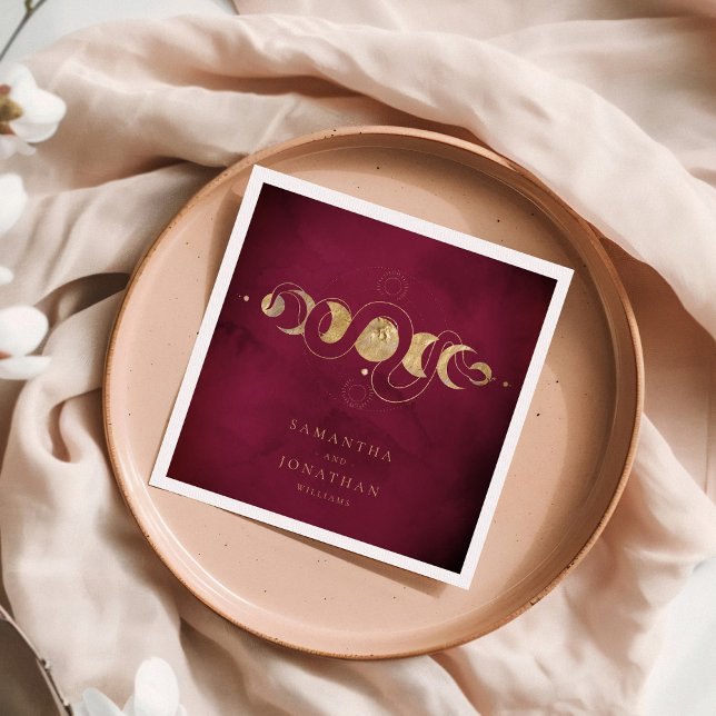 Servilleta De Papel Borgoña y Boda celeste de faux Gold Tarot (Subido por el creador)