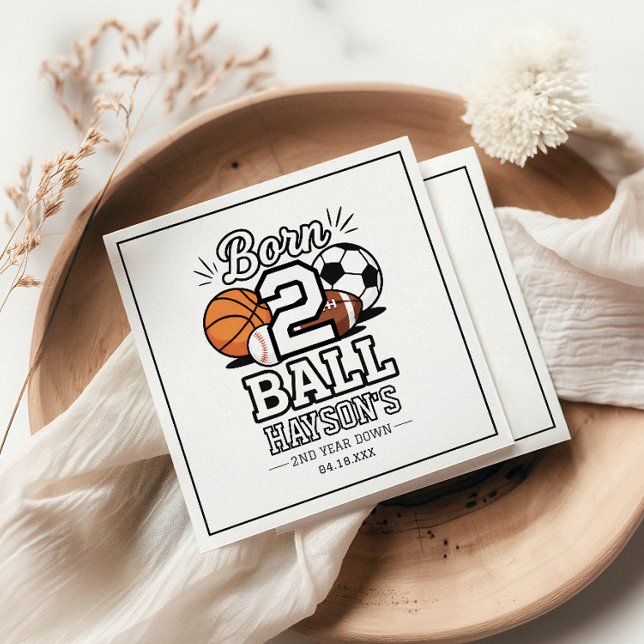 Servilleta De Papel Born 2 Ball Sports Themed Boy 2nd Birthday Party (Born 2 Ball Sports Themed Boy 2nd Birthday Party paper napkins
)
