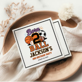 Servilleta De Papel Born 2 Ball Sports-Themed Boy 2nd Birthday Party