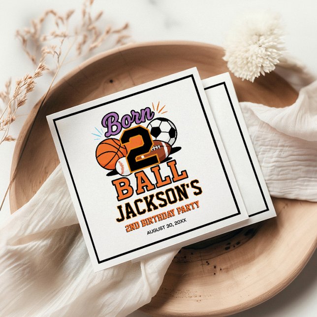 Servilleta De Papel Born 2 Ball Sports-Themed Boy 2nd Birthday Party (Born 2 Ball Sports-Themed Boy 2nd Birthday Party Napkins
)