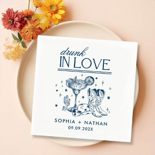 Servilleta De Papel Borracho Enamorado Boda De Vaquera Personalizada