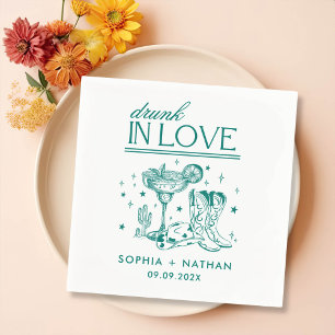 Servilleta De Papel Borracho Enamorado Boda De Vaquera Personalizada