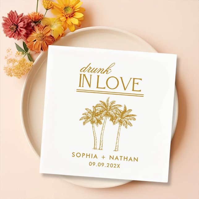 Servilleta De Papel Borracho Enamorado Personalizado Boda De Playa (Subido por el creador)