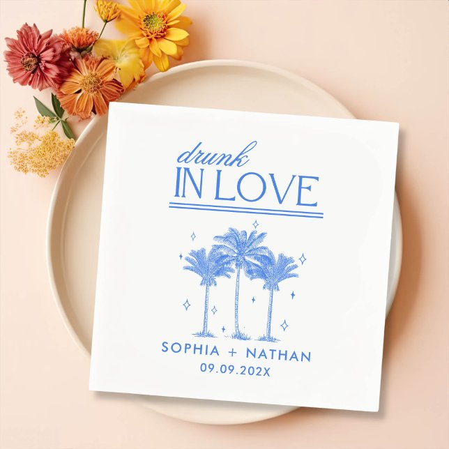Servilleta De Papel Borracho Enamorado Personalizado Boda De Playa (Subido por el creador)