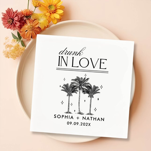 Servilleta De Papel Borracho Enamorado Personalizado Boda De Playa (Subido por el creador)