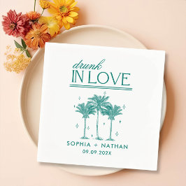 Servilleta De Papel Borracho Enamorado Personalizado Boda De Playa