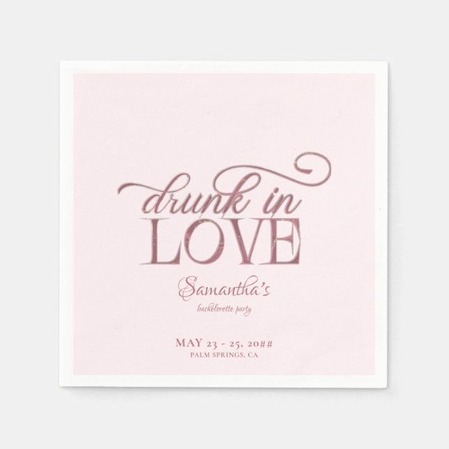 Servilleta De Papel Borracho Enamorado Torre De Champagne Bachelorette (Anverso)