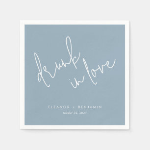 Servilleta De Papel Borracho enamoramiento Dusty Napkins Boda Azul