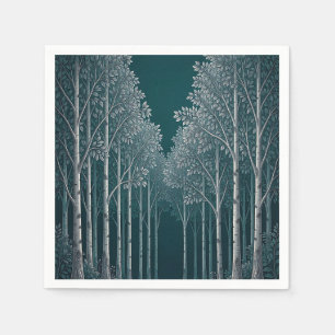 Servilleta De Papel Bosque de abedules blancos de té oscuro