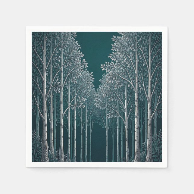 Servilleta De Papel Bosque de abedules blancos de té oscuro (Anverso)