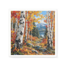 Bosque de abedules de otoño con lago de montaña