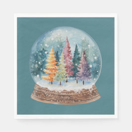 Servilleta De Papel Bosque de árboles de Navidad coloridos en globo de