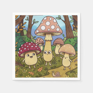 Servilleta De Papel Bosque de Hongos Encantador y Divertido