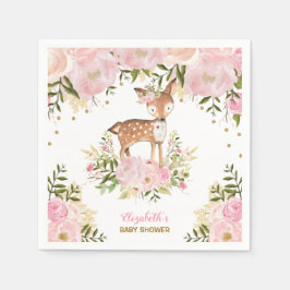 Servilleta De Papel Bosque de los Peonés de Oro Rosa Girly Woodland De