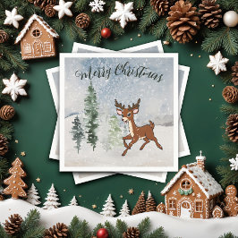 Servilleta De Papel Bosque de nieve con un venado bebé