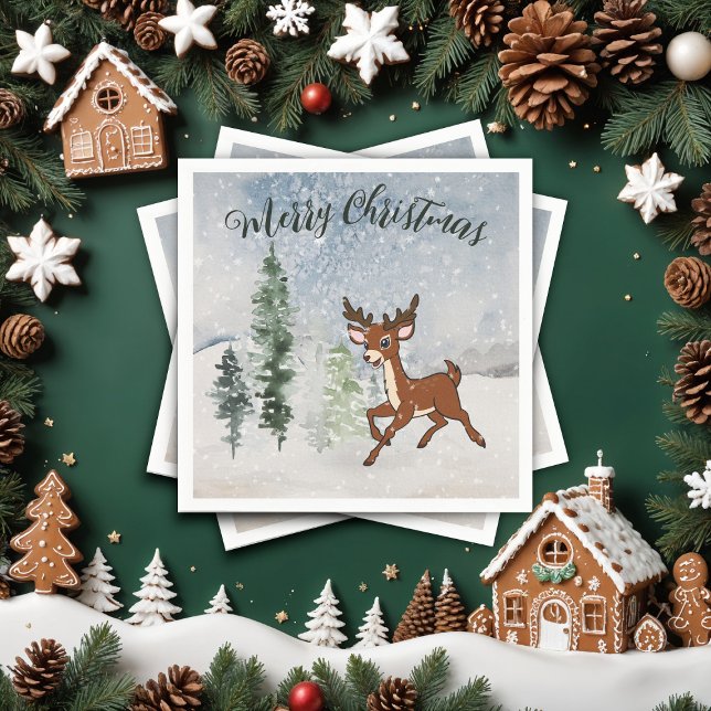 Servilleta De Papel Bosque de nieve con un venado bebé (Subido por el creador)