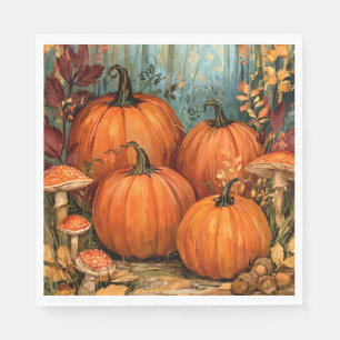 Servilleta De Papel Bosque de otoño con calabazas y musgo,