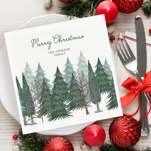 Servilleta De Papel Bosque de Pinos Trees   Festividades Navidades