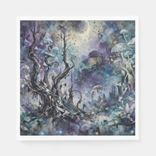 Servilleta De Papel Bosque Embrujado Árboles Surrealistas Místicos Hon