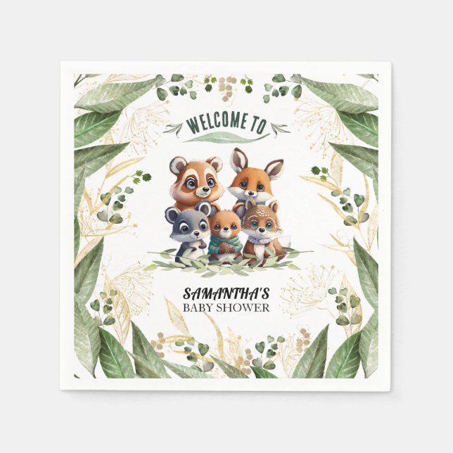 Servilleta De Papel Bosque encantado: Celebrando las servilletas para  (Anverso)