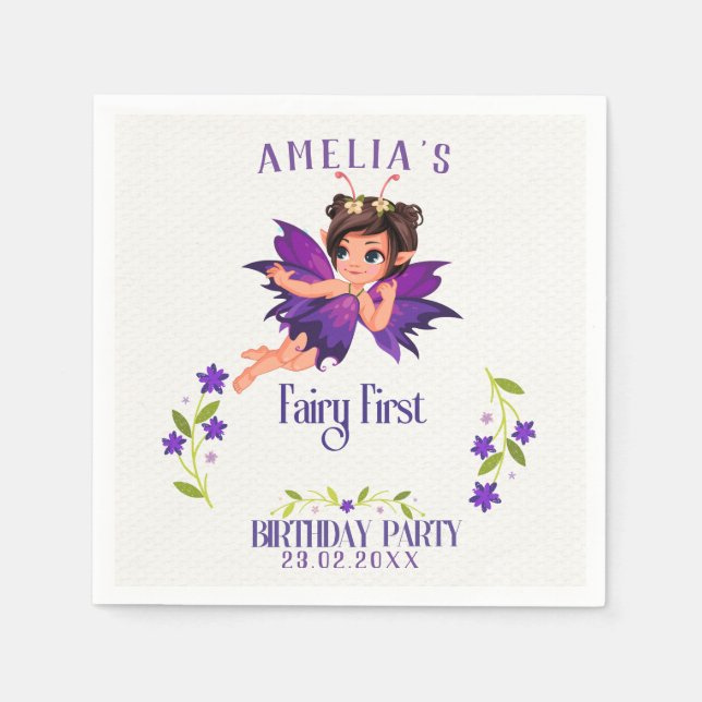 Servilleta De Papel Bosque encantado del primer cumpleaños del primer  (Anverso)