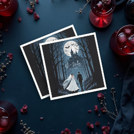 Servilleta De Papel Bosque espeluznante de la pareja boda hacia el cas