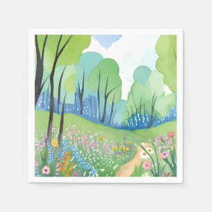 Servilleta De Papel Bosque Floral Flores Silvestres Acuarela Natural