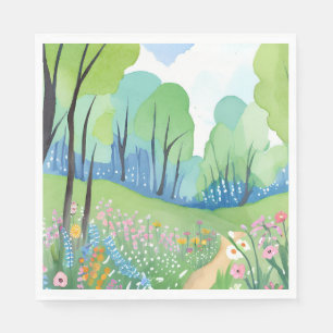 Servilleta De Papel Bosque Floral Flores Silvestres Acuarela Natural